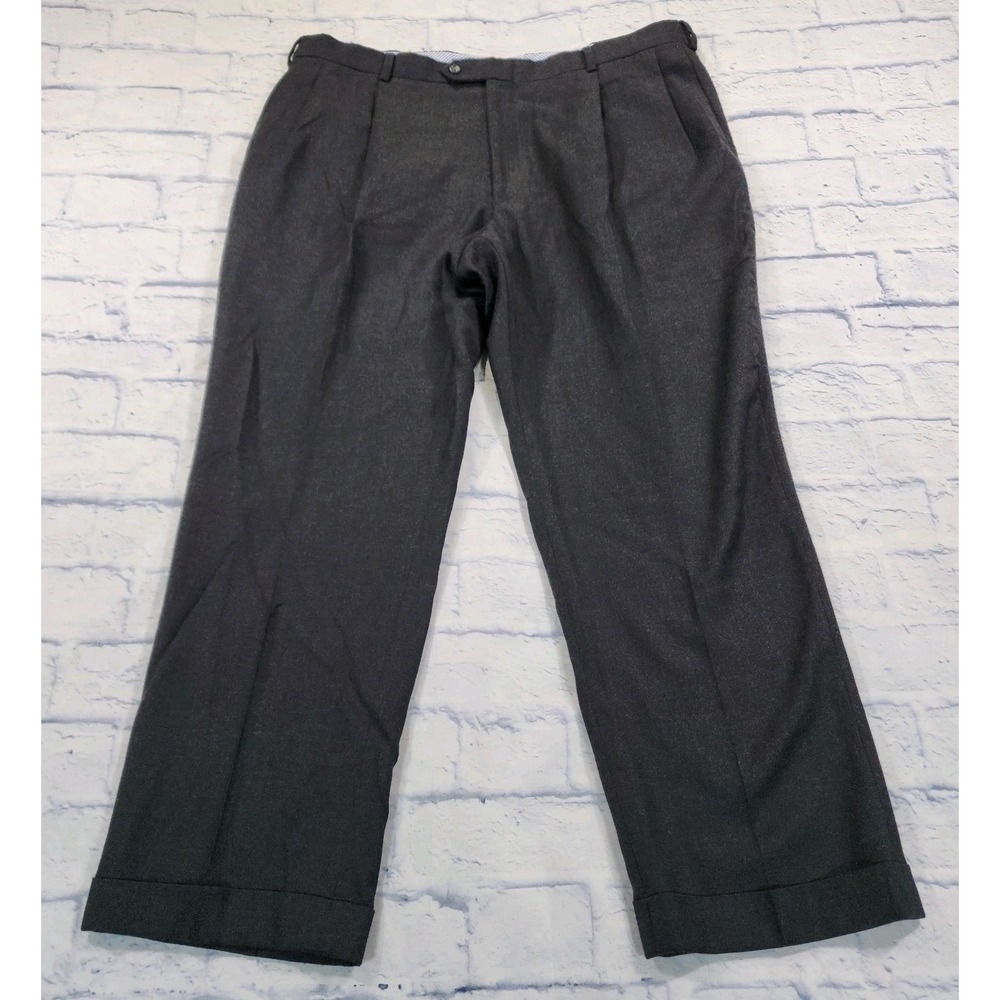 Grant Thomas Pants MENS 40X30 Dark Gray 100% Wool Dress Slacks Trousers